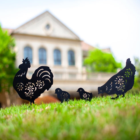 EZTZEN Chicken Metal Garden Stakes Decorative,Chicken Gifts for Women/Men/Chicken Lovers Gifts,Black Chicken Silhouette