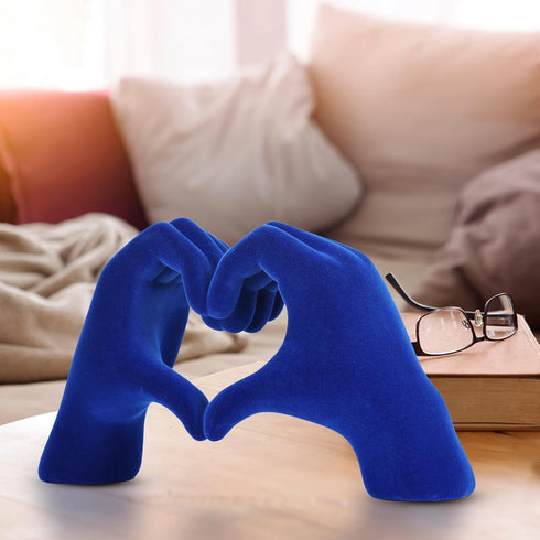 Heart shaped hand carved decorative aesthetics, blue heart shaped bookshelf decor, office coffee table entryway desktop