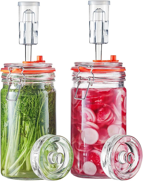 JILLMO 1 Liter Fermentation Jar, Glass Fermenting Kit with Weight for Making