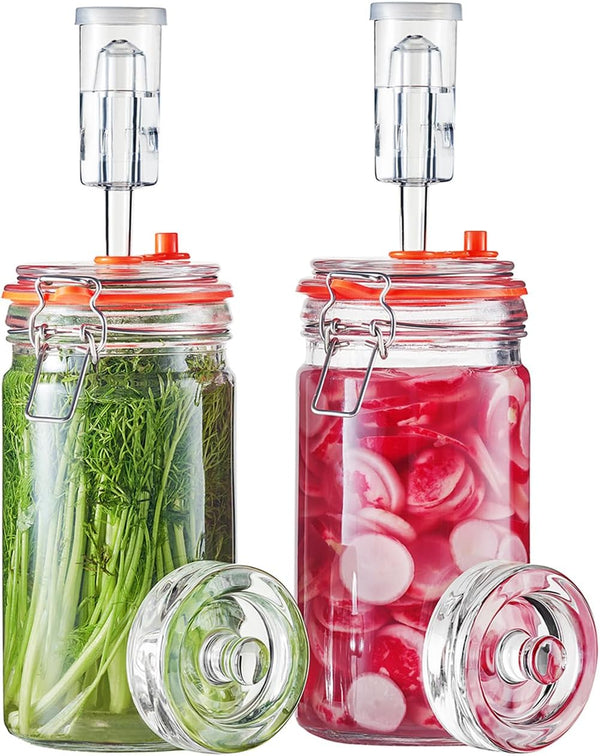 JILLMO 1 Liter Fermentation Jar, Glass Fermenting Kit with Weight for Making
