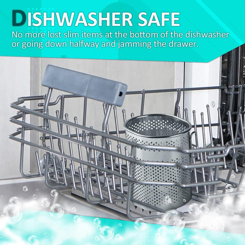HOME&I Silverware Drying Basket, Kitchen Sink Utensil Holder Replacement, Stainless Steel 304 Flatware Caddy for Dish