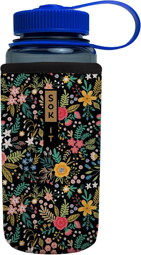 Sok It BotlSok Water Bottle Sleeve Insulated Neoprene Cover (English Garden Picnic,