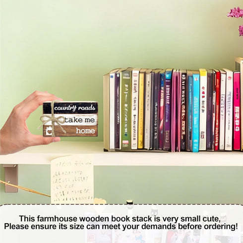 Ycyfckdr Country (L62) Decorative Books for Home Decor, Rustic Wood Book Stack for Table Decor, Roads Take Me Home