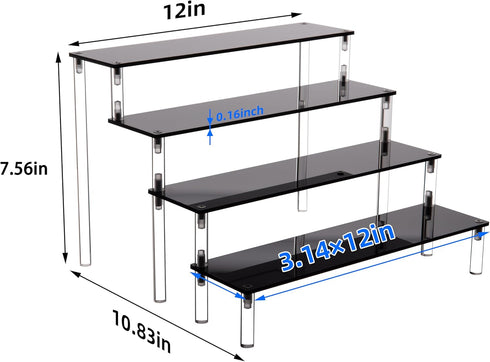 Display,4 Acrylic Stands for Tier Black Cupcakes Perfumes Figurines Display Stand Risers Shelf for Decoration