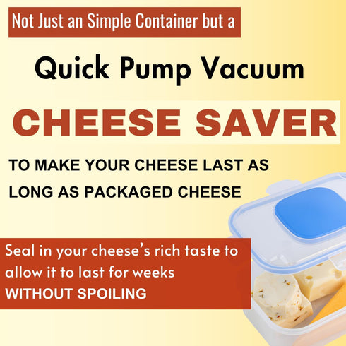 FoodLite The Quick Vac: Only Airtight Vacuum Sealed Cheese Saver Container - Perfect For Keeping Cheddar, Parmesan