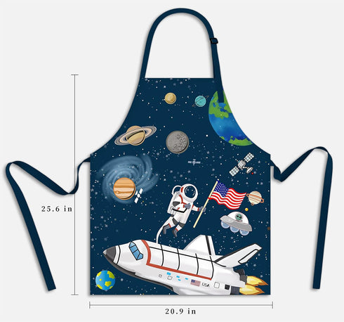 Kids Apron for Boys, Unisex Kitchen Bib Apron with Adjustable Neck Strap for Cooking, Painting, Baking