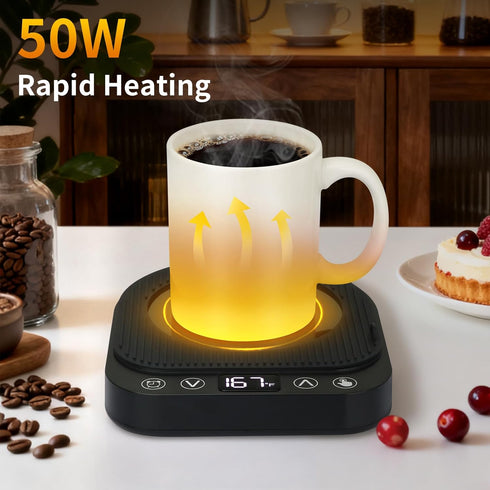 50W 5 2-12H Smart Coffee Mug Warmer, Fast Heating Coffee Warmer for Desk with Temperature Control & Auto Shut Off