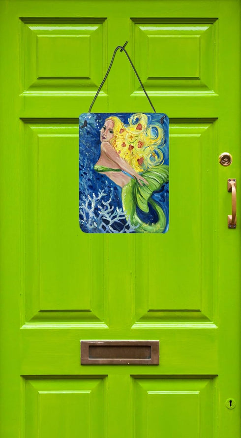Caroline's Treasures JMK1179DS1216 Blonde Mermaid Wall or Door Hanging Prints, Aluminum Metal Sign, 12x16, Multicolor