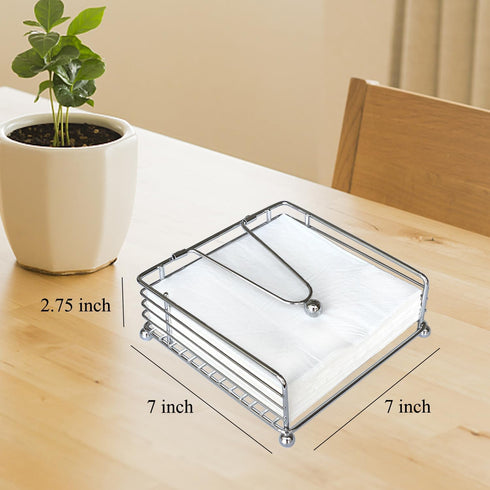 Napkin Holder for Table, Flat Weighted Arm Square Paper Napkin Holders, Elegant Rustic Iron Metal for Kitchen