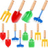 Motionchic 8" Kids Gardening Tools, Metal Beach Sandbox Digging Toys with Wooden Handle,