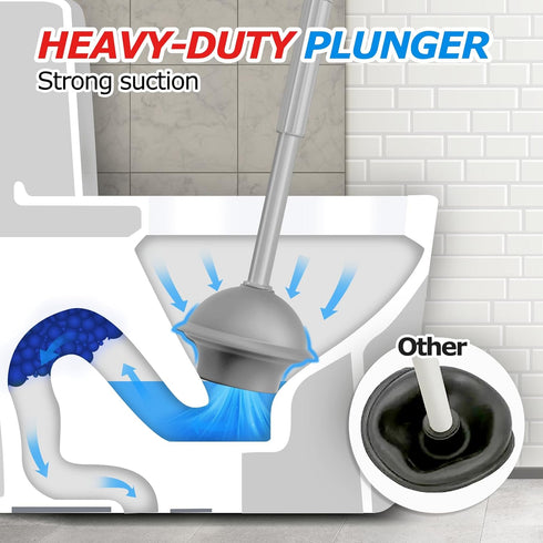 2Pack 2 1 Set, Set,Bathroom FORASTO in Toilet Brush and Plunger Extended Handle PlungerToilet Bowl Brush Plunger