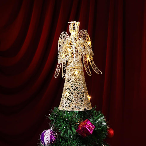 PRETYZOOM Exquisite Glitter Angel Christmas Tree Topper Figure Treetop Ornament for Festival Home Decor