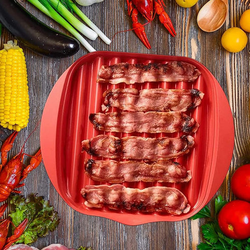 homfanseec Microwave Bacon Tray with Splatter Lid, Bacon Rack, Microwave Easy Bacon Maker, Only Use Medium or Lower