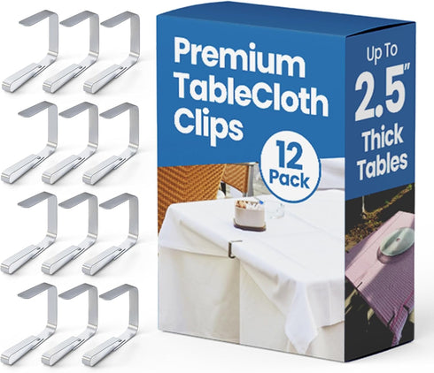 12Pcs Picnic Tablecloth Clips for Outdoor Tables - Stainless Steel Large Table