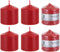 Mega Candles 6 pcs Unscented Red Dome Top Pillar Candles, 3 Inch x 3 Inch, Premium Wax for Home Décor