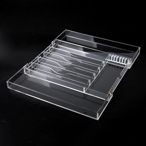 Acrylic Silverware Drawer Organizer, Expandable Kitchen Organizer for Forks and Knives, Multipurpose Storage Solution