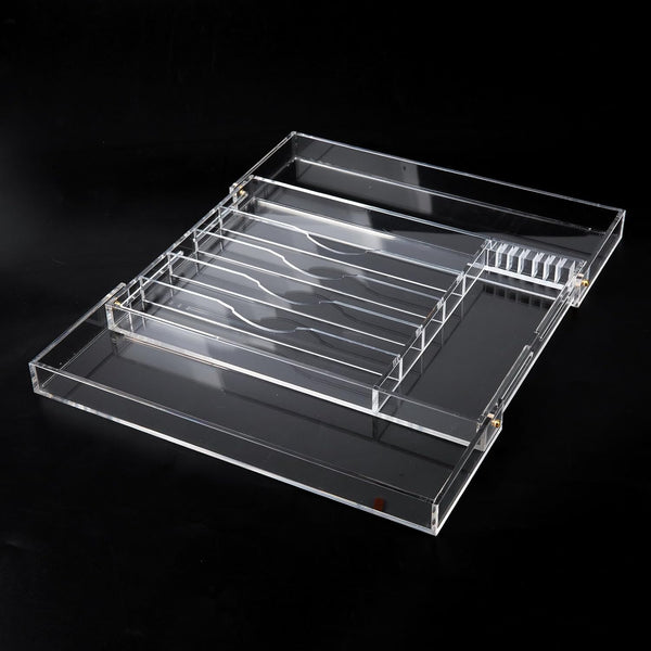 Acrylic Silverware Drawer Organizer, Expandable Kitchen Organizer for Forks and Knives, Multipurpose Storage Solution