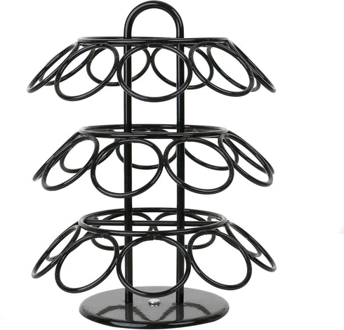 K Cup Holder, Coffee Pod Organizer Carousel for Keurig, Holds 27 Pods, 360-Degree Rotating, Sturdy Metal (Black)