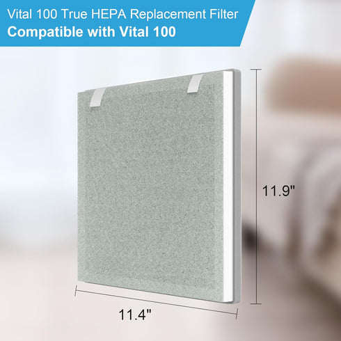 Vital 100 True HEPA Replacement Filter for Vital 100 Purifier, Four 3-in-1 HEPA Filters + Four Extra Pre-Filters