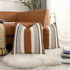 Pack of 2 Farmhouse Decorative Throw Pillow Covers, 18x18 Modern Faux Leather Rustic Stripe