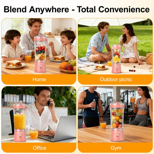 18000RPM 20Oz Frozen Portable Blender Dual Mode Blending Cup Ice Crushing Smoothie Fruit Mini Home Gym Travel(Pink)
