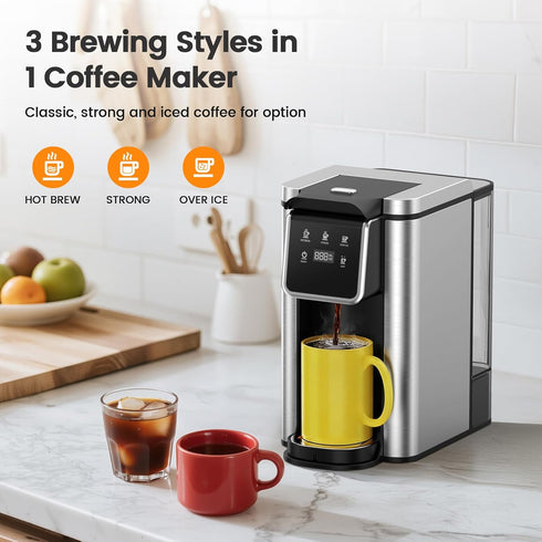 6 14oz 50oz 6.5 Inch Horavie Single Serve Coffee Maker for K-Cup Pod and Grounds, Hot and Iced Coffee Maker, Strong