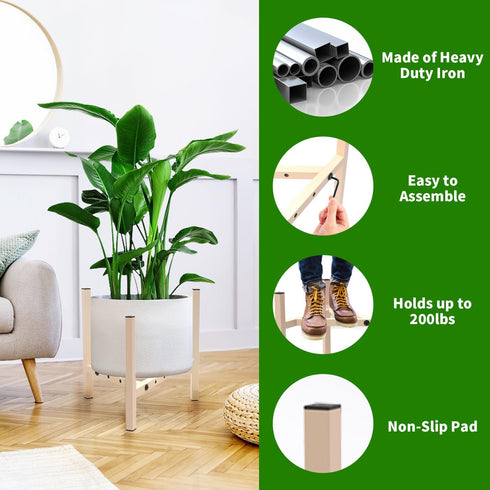 8 9 10 11 12 inch Aripark Plant Stand Indoor Adjustable, Metal Modern Plant Stands, Small Heavy Duty Stable Plant Pot