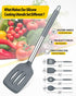 Pack of 4 Silicone Cooking Utensils Set, Non Stick Large Solid Spatulas, Heat Resistant Gray Slotted Spoons, Ideal BPA Free Kitchen Turners for Frying, Mixing,Serving,Draining,Turning,Stirring by BUNDLEPRO