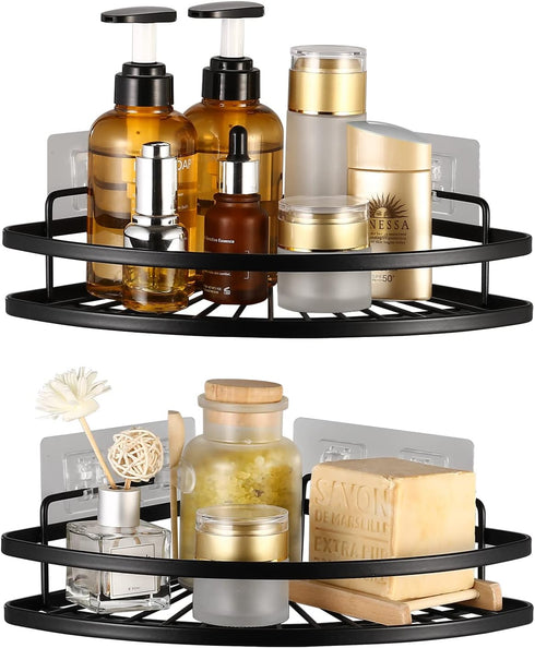 KES Shower Caddy Corner, Self-Adhesive Stainless Steel Shower Organizer, Matte Black 2 Pack
