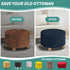MAXIJIN Velvet Ottoman Cover - Round Slipcover Washable Foot Stool Cover Thick Storage Footrest Protector with Elastic