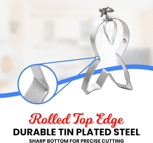 Awareness Ribbon Cookie Cutter 2 Pc Set, Ribbon & Tear Drop, Hand Made in the USA from Tin Plated Steel
