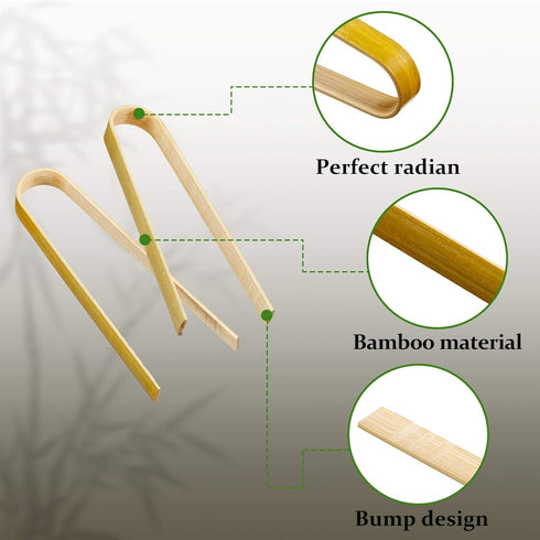 Mini Bamboo Tongs, 4 Inch Long Toast Tongs, Disposable Wooden Cooking Utensils for Toast, Bread, Pickles, Tea Supplies