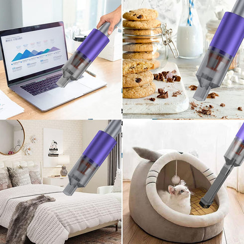 Mini Vacuum Cleaner Cordless, Portable with Two-speeds Adjustable, USB Charging, 120W Brushless Motor, 15KPa Suction