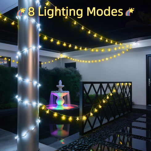 120 LED 40FT Star String Lights, Indoor Outdoor Christmas Twinkle Light with Timer & Memory
