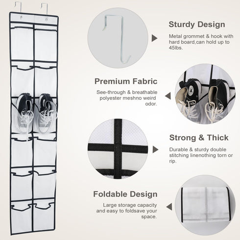 12 Large Pockets Over Door Hanging Shoe Organizer