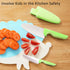 Kids Safe Knife for Real Cooking, Kids First Round Tip Kitchen Knife Set, BPA-free (1, Purple-2PCS) (Green)