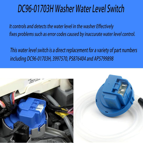 Washer Water Level Switch DC96-01703H, Samsung Washing Machine Pressure Sensor Replacement Parts with Hose