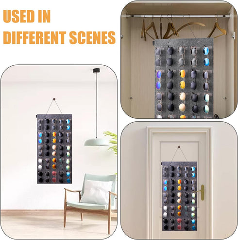 Sunglasses Organizer Storage, Hanging Eyeglasses Wall Pocket Mounted, 25 Slots