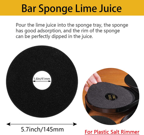 2Pcs Rimmer Rimmer, Bar Salt Sponges TonJin Black Replacement Sponge for Glass Margarita Salter, Lime Juice