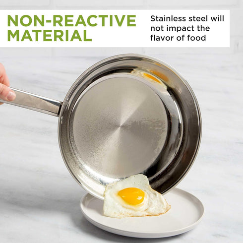 Ecolution Classic Stainless Steel Fry Pan, Professional Quality Sauté, 9.5-Inch, All Cooktop Safe
