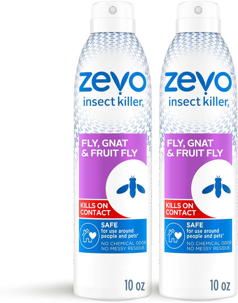 Zevo Flying Insect Killer - Fly, Gnat & Fruit Fly Aerosol Spray, 2 Pack