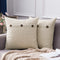 MIULEE Set of 2 Vintage Linen Pillow Covers with Triple Button Accent for Couch Sofa Bed Living Room Decor 18x18 Inch