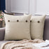 MIULEE Set of 2 Vintage Linen Pillow Covers with Triple Button Accent for Couch Sofa Bed Living Room Decor 18x18 Inch