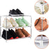 Xerhnan 3-Tier Closet(White) Stackable Small Shoe Rack, Lightweight Shoe Shelf Storage Organizer for Entryway, Hallway