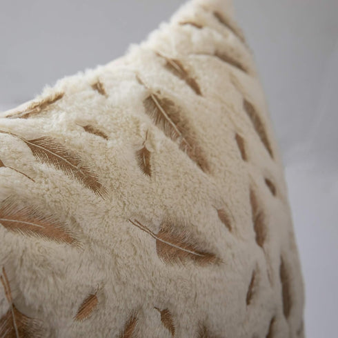 Decorative Pillow Covers - 18x18 Inch Throw Pillows for Living Room, Set of 2 White Fur with Gold Leaves