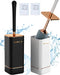 Toilet Brush and Holder, Elegant 2 Pack Silicone Toilet Bowl Brush Set with Ergonomic Long Handle, Modern Bathroom