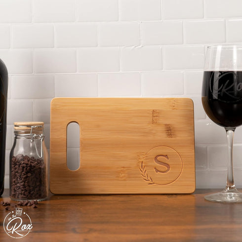 Personalized Small Monogrammed Engraved Cutting Board (S) - 9x6 Customized Bamboo Kitchen Gift