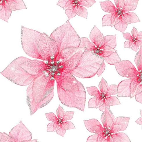 WILLBOND 36 Pcs Christmas Poinsettia Flowers - 3 Size Glitter Faux Ornaments for Christmas and New Year Decoration