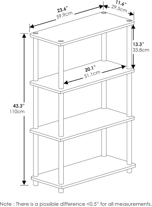Furinno Turn-N-Tube 4-Tier Multipurpose Shelf Display Rack, Espresso/Black (Model 99557EX/BK)
