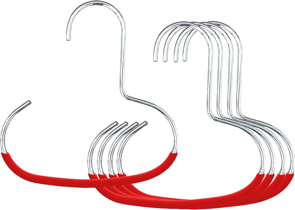 Mawa Scarf, Shawl, Belt Organizer - Non-Toxic Metal Hanger with Grip Coating - Set of 5, Red
